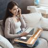 imageTotnz Lap Desk Home Office Laptop Desk Fits up to 17 inches with Mouse Pad Wrist Pad Tablet Pen ampamp Phone Holder Laptop Stand for Reading Writing and Working Wood Grain TZLD3Wood Grain