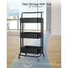 imageTotnz Rolling Utility Cart 3Tier Mesh Organization Cart with Lockable Wheels MultiFunctional Storage Trolley for Office Living Room Kitchen Laundry Bathroom Storage Black TZUC01BBlack