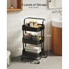 imageTotnz Rolling Utility Cart 3Tier Mesh Organization Cart with Lockable Wheels MultiFunctional Storage Trolley for Office Living Room Kitchen Laundry Bathroom Storage Black TZUC01BBlack