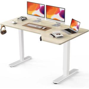 imageTotnz Electric Standing Desk Height Adjustable Sit Stand up Desk LShaped Memory Home Office Desk with Hook 55 x 34 inchMaple