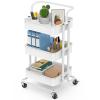 imageTotnz Rolling Utility Cart 3Tier Mesh Organization Cart with Lockable Wheels MultiFunctional Storage Trolley for Office Living Room Kitchen Laundry Bathroom Storage Black TZUC01BWhite