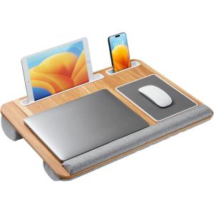 imageTotnz Lap Desk Home Office Laptop Desk Fits up to 17 inches with Mouse Pad Wrist Pad Tablet Pen ampamp Phone Holder Laptop Stand for Reading Writing and Working Wood Grain TZLD3Wood Grain