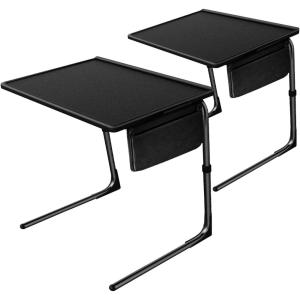 imageTotnz TV Tray Table Folding TV Dinner Table Comfortable Folding Table with 3 Tilt Angle Adjustments for Eating Snack Food Stowaway Laptop Stand 2 PackBlack